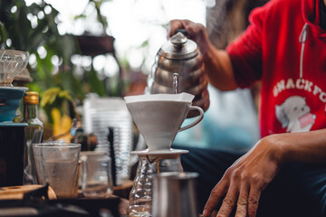 Wall Mural - Coffee, coffee making and drip coffee in house