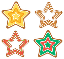 Canvas Print - Christmas star gingerbread cookies collection