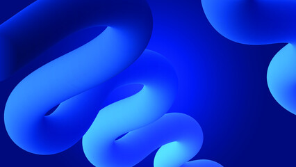 Wall Mural - Modern colorful flow line poster. Dynamic 3d shape. Wave gradient mesh Liquid shape in neon blue background color. Abstract lava design for your project. Vector illustration. Trendy wallpaper 