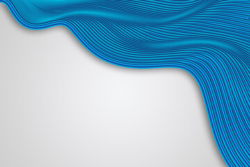 Poster - 3D rendering of wavy blue abstract line texture texture background