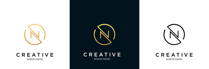 Abstract gradient linear monogram letter N logo icon design modern minimal style illustration. Premium alphabet vector line emblem sign symbol mark logotype