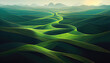 Leinwandbild Motiv Abstract green landscape wallpaper background illustration design with hills and mountains