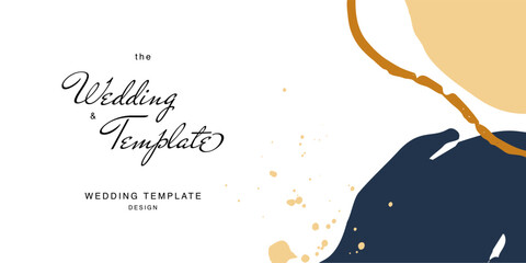 Canvas Print - Minimalist design for wedding invitation card templates. Simple brush stroke backgrounds in vintage themes for greeting cards. Premium and elegance design graphic