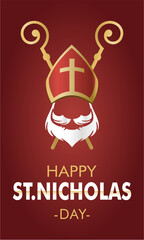 Saint Nicholas Day. December 6. Holiday concept. Template for background, banner, card, poster with text inscription