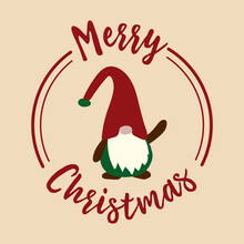 Christmas Gnome Basic Tattoo Stamp Merry Christmas Simple Cool Vector Illustration