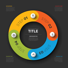 Aufkleber - simple dark infographic cycle with four spheres with icons elements