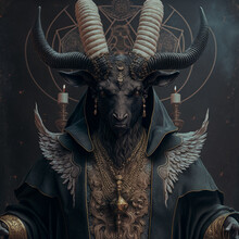 Concept Art Illustration Of Baphomet Satanic Goat