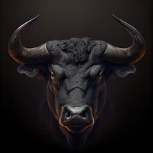 Gorgeous Black Bull's Head, Ai Generated