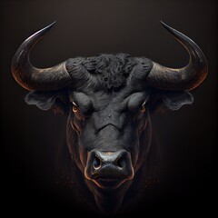 gorgeous black bull's head, ai generated