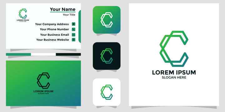 letter C design logo and business card