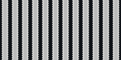 Poster - Black and white wavy pattern. The vertical stripes are simple and wavy. For seamless prints and decoration of various surfaces.
