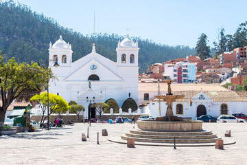 Sticker - street view of sucre colonial town, bolivia