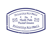 Priority Air Mail The North Pole Postal Service Grunge Rubber Stamp Design With White Background