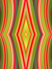 Leinwandbilder - Symmetrical wavy background with colorful stripes. Abstract 3d rendering pattern. Digital illustration
