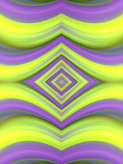 Poster - Symmetrical wavy pattern. Trendy iridescent color combination. 3d rendering digital illustration
