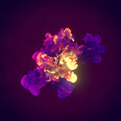 Poster - Close up chemical explosions with smoke trails on dark background. 3d rendering digital illustration