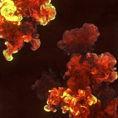 Poster - Fantastic explosion with hot smoke. Abstract 3d rendering digital illustration