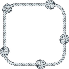 Square rope frame isolated on white background. Twisted cord.