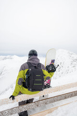 Canvas Print - man snowboarder on the top of the chopok mountain