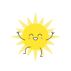 Canvas Print - Sun cute character cartoon greet smile face symbol summer warm heat weather sunlight cheerful kawaii joy happy emotions icon vector illustration.