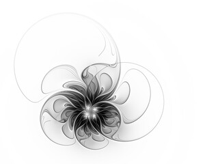 Wall Mural - Fractal flower on a white background. Black and white image