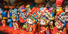 A Row Of Traditional Chinese Handicrafts Peking Opera Mask Dolls