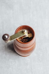 Vintage coffee grinder on a white background