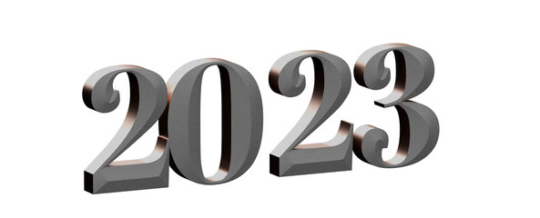 Poster - year 2023. 3D illustration numbers isolated white background