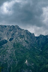 Sticker - Landscape with forested mountains against the moody sky