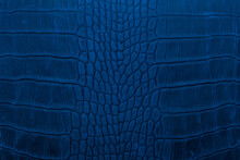 Blue Crocodile Leather Skin Background And Texture. 