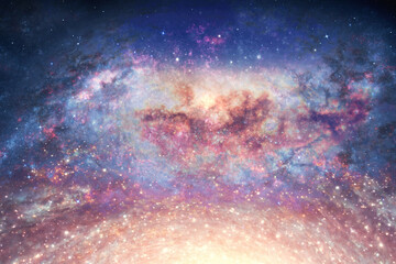Wall Mural - Night sky with space nebula, glowing stars and magical galaxy