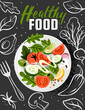 Vegetarian food banner with salad. Top view