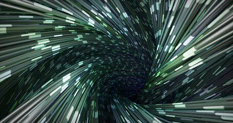 Wall Mural - 3d rendered trippy futuristic sci-fi animation of striped interconnected wires in rotation