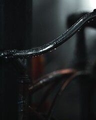 Poster - Raindrops on a bike at night