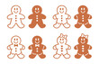Set of gingerbread men. Christmas cookies.