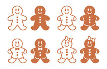 Set Of Gingerbread Men. Christmas Cookies.