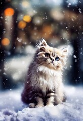 Persian, cat, kitten, Christmas, park, animal, pet, cute, feline, domestic, white, fur, eyes, furry, kitty, fluffy, portrait, beautiful, mammal, blue, isolated, adorable, pets, hair, grey, young, anim