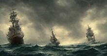 A Ship Caught In A Storm