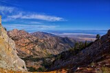 Fototapeta Na ścianę - The Great Salt Lake from Deseret Peak views hiking Stansbury Mountains, Rocky Mountains, Utah. United States.  