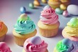 Ai generated cupcakes with creamy topping
