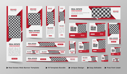 real estate web banner template design, vector horizontal and vertical real estate house property an