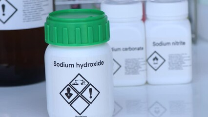 Poster - Sodium hydroxide in glass, chemical in the laboratory and industry