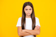© Olena - Angry teenage, upset and unhappy negative emotion. Negative emotion of teenager girl, Facial expression, aggressive behavior. Nervous child.
