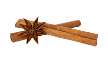 Cinnamon Sticks And Star Anise Spice Isolated On Transparent Background. There Are  PNG.