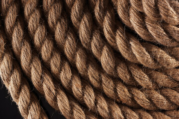 Wall Mural -  thick rope laid in a spiral close-up top view