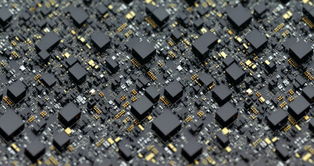 Poster - computer technology background. information technology, connectivity theme. gray pcb background, ele