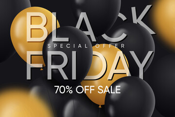 Wall Mural - Black Friday Banner with Balloons