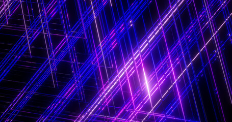 Wall Mural - Render with stripes in purple and pink light