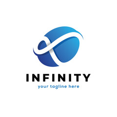 Wall Mural - blue infinity logo in an ellipse shape.