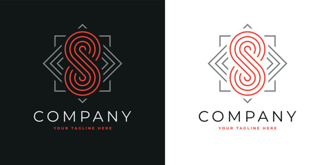 Wall Mural - s letter or number eight 8 linear geometric logo, symbol, or emblem design template.